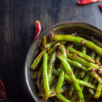 green beans with spicy chilies in bowls, stir fried green beans, sichuan green beans