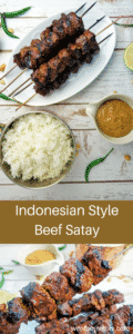 Indonesian Style Beef Satay with Spicy Peanut Dipping Sauce