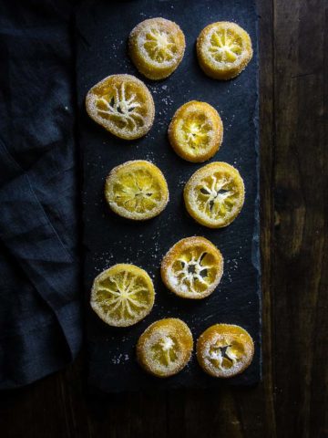 candied lemon slices coated with sugar
