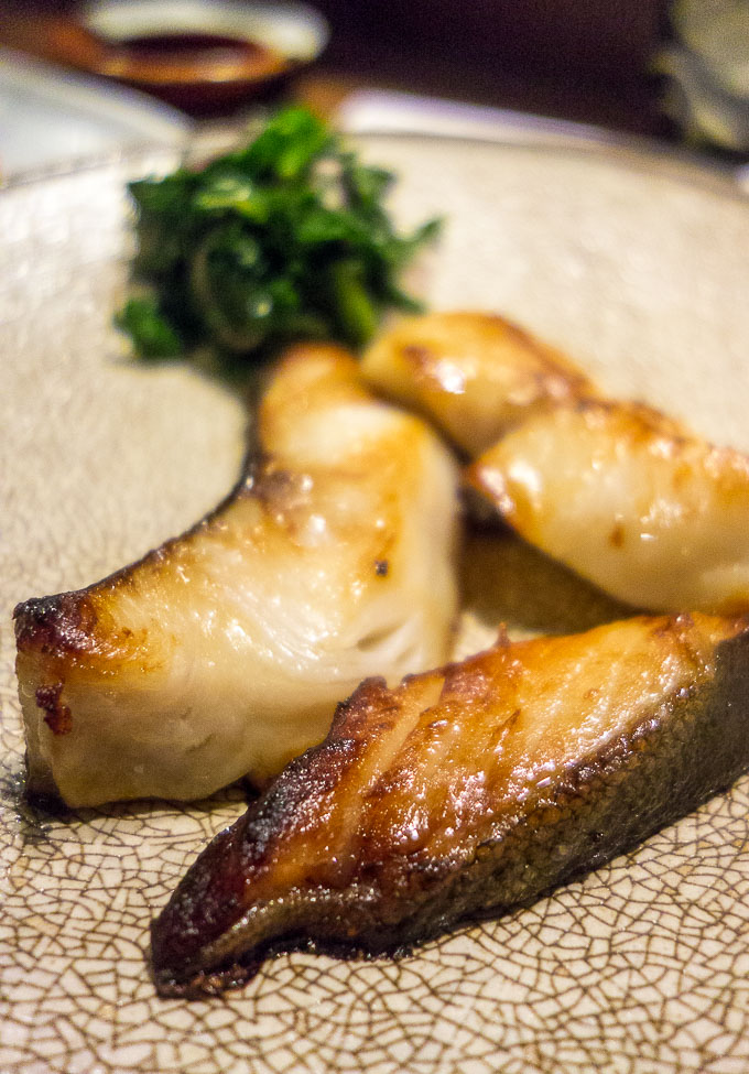 best sushi in san diego, miso glazed black cod on plate
