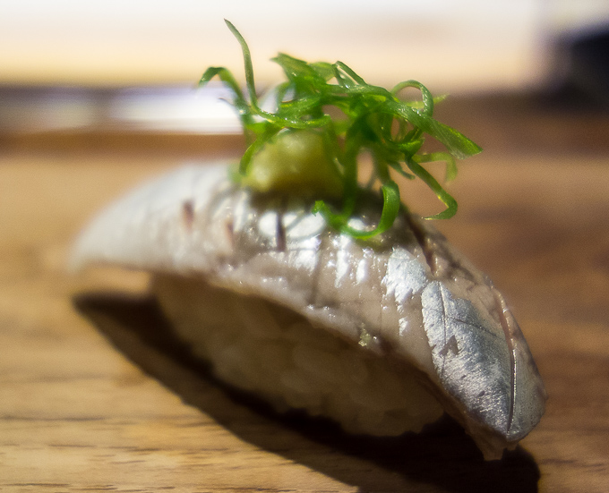 best sushi in san diego, japanese sardine sushi with garnish