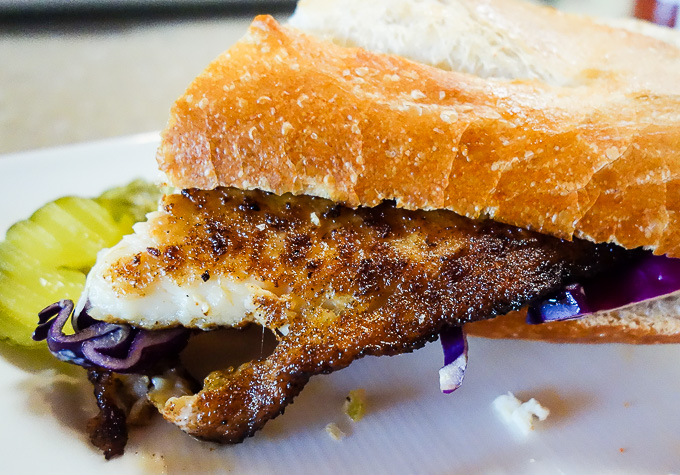 best cajun food in downtown san diego blackened catfish poboy sandwich