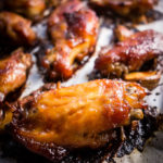 baked chicken wings on a baking sheet from oven