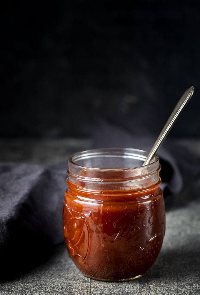 a jar of homemade barbecue sauce