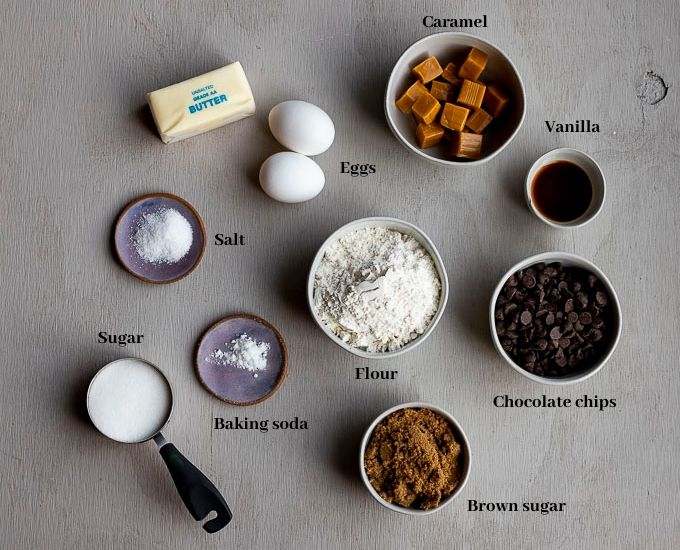 ingredients for chocolate chip skillet cookie