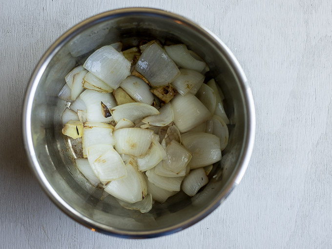 onions and ginger in a pot