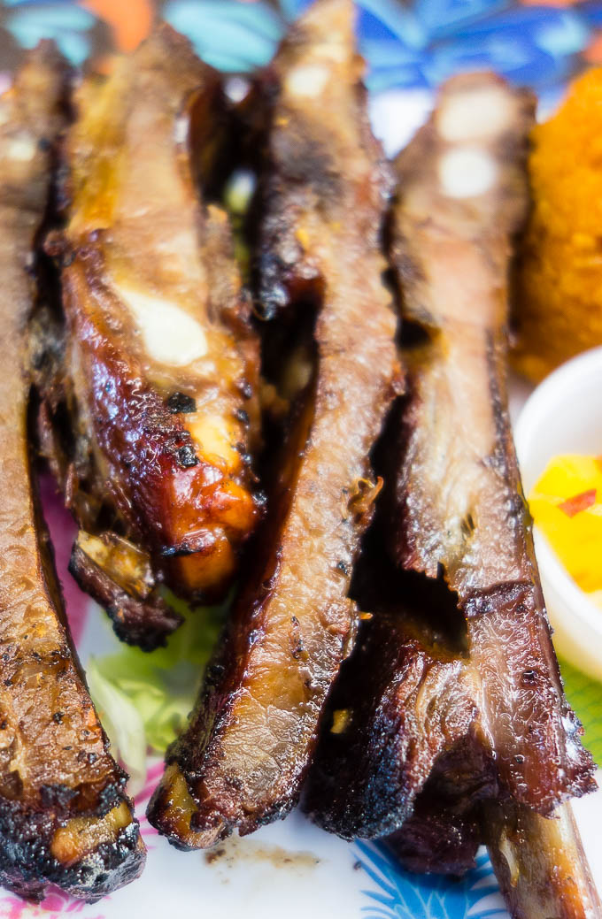 close up of pork ribs at matua's sushi bar and islander grill