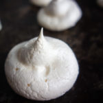 close up of almond meringue on baking sheet