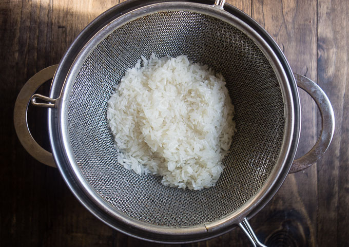 sticky rice in a steamer basket