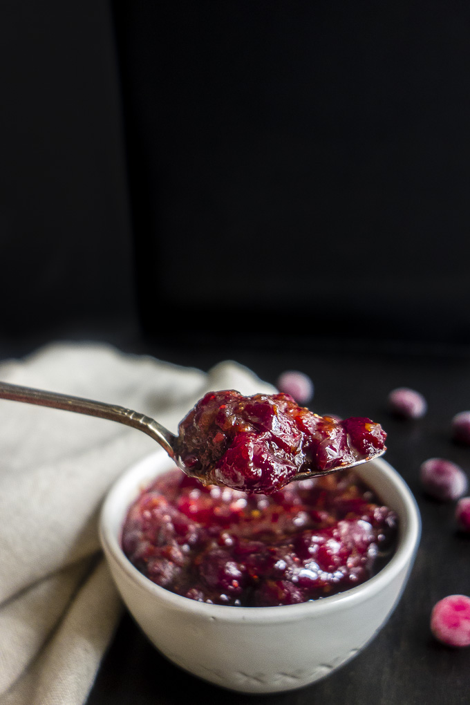 spoonful of cranberry chutney