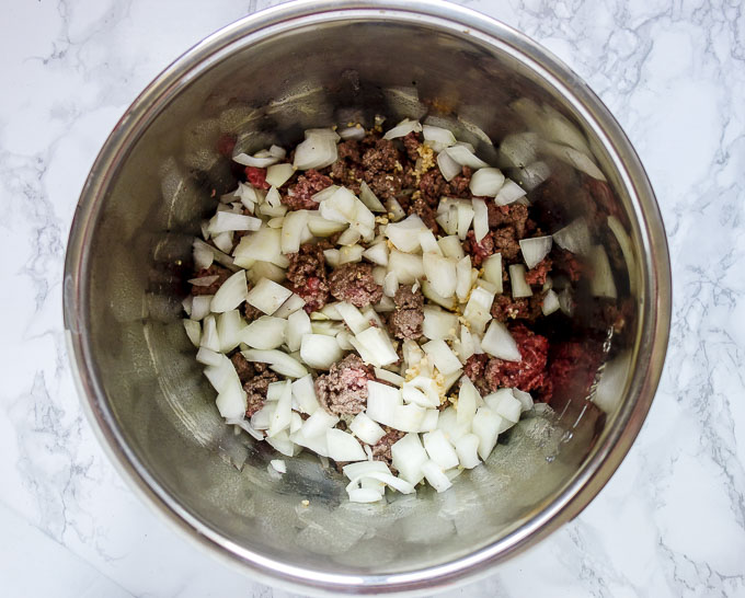 ground beef and onions in instant pot insert