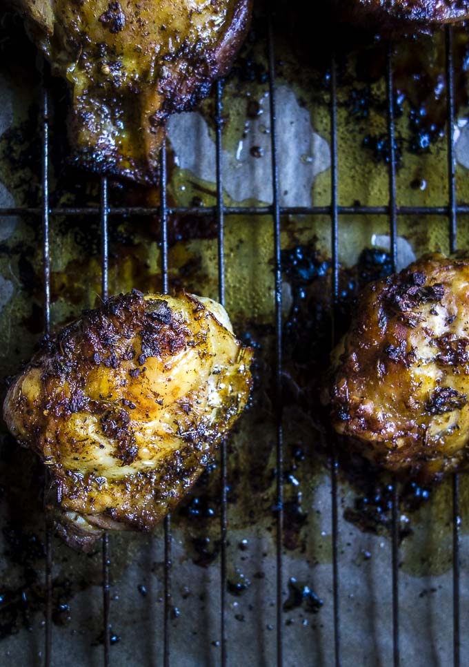 roasted brazilian chicken on a baking rack