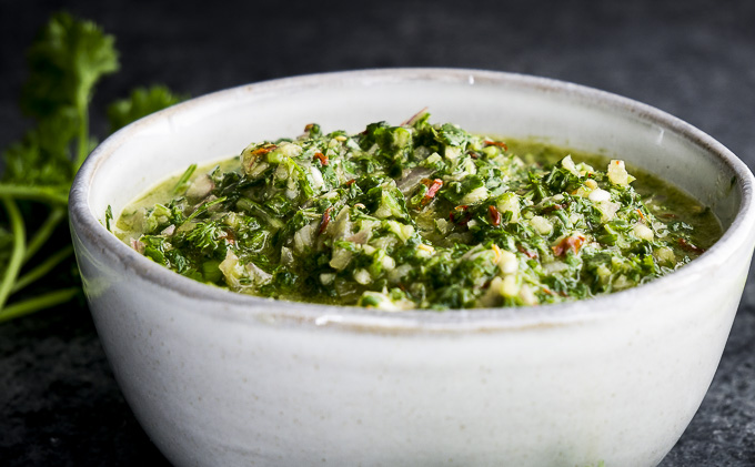 green sauce in a bowl