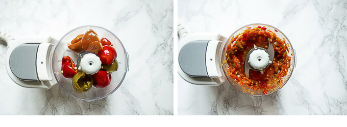 cherry peppers in a food processor