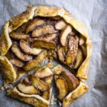 slices of easy salted caramel apple galette on parchment paper