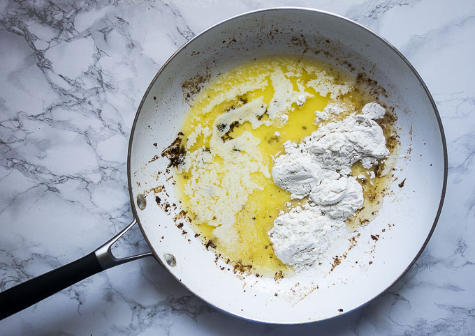 butter and flour in a skillet