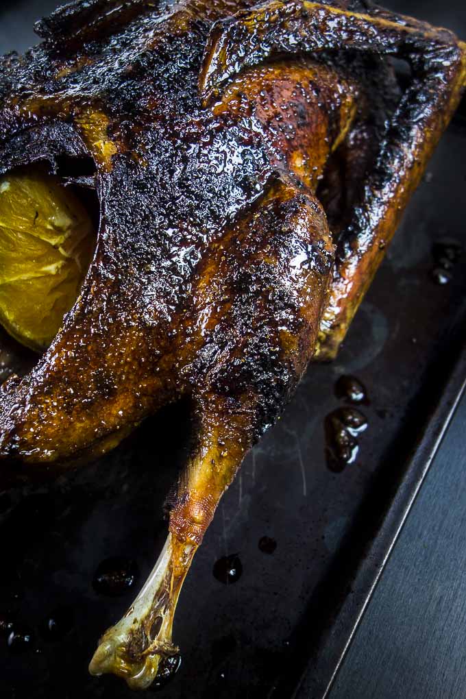 close up of roasted goose