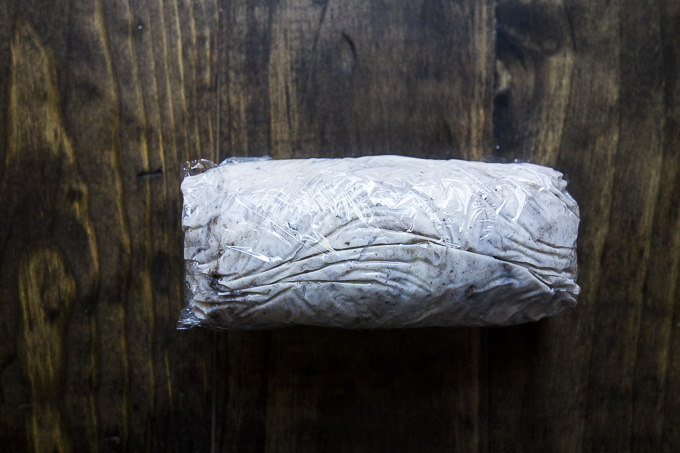 truffle butter rolled in a a plastic wrap