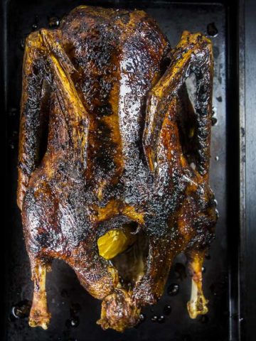 roasted goose stuffed with oranges