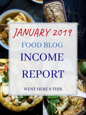 photos of food with overlay of text "january 2019 food blog income report"