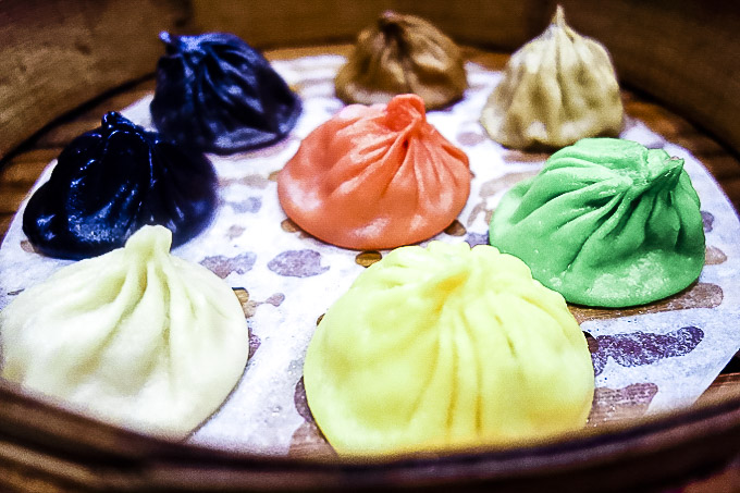 brightly colored chinese soup dumplings