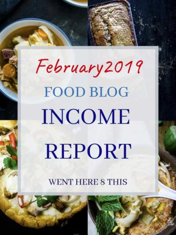 food blog income report with food photos in the background