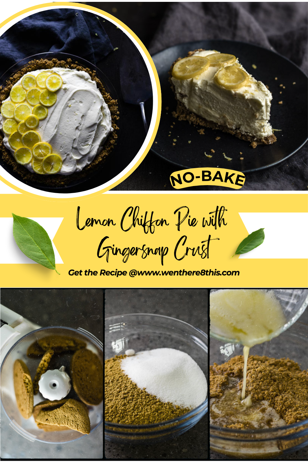 No-Bake Lemon Chiffon Pie with Gingersnap Crust