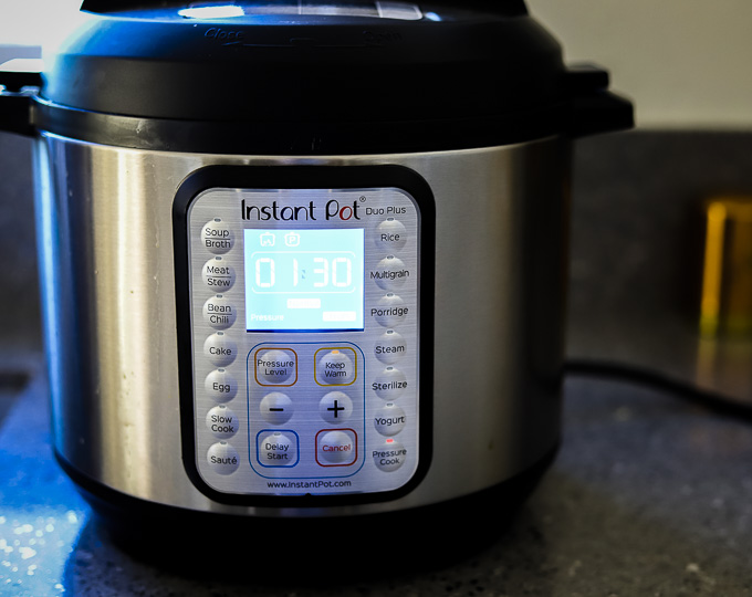 photo of an instant pot set to 1 hour 30 minutes