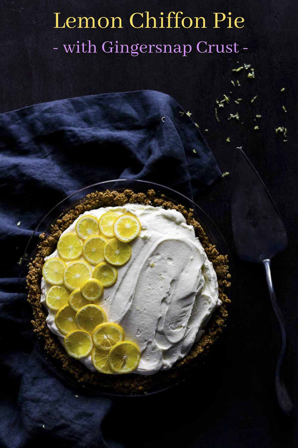 No-Bake Lemon Chiffon Pie with Gingersnap Crust
