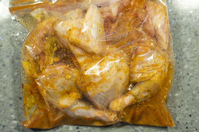 cornish game hens marinated in a plastic bag