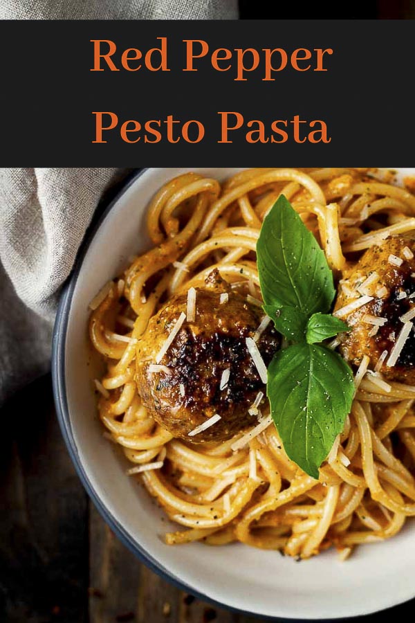 Creamy Pesto Pasta with Meatballs