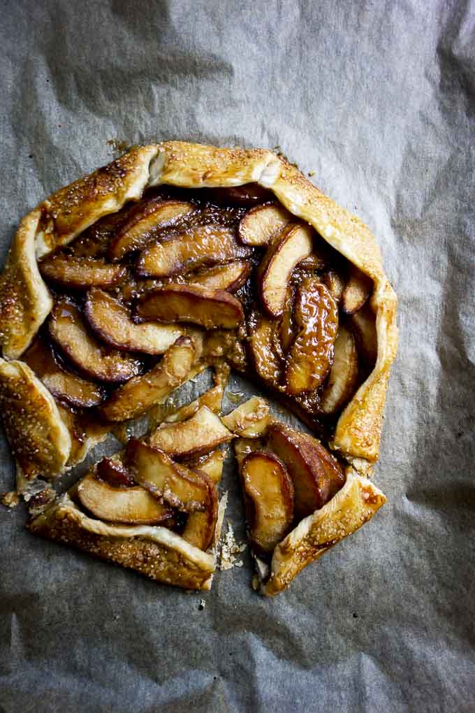 apple galette cut in pieces
