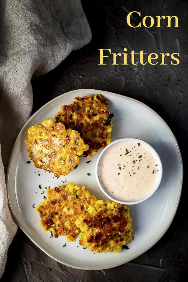 Corn Fritter Recipe with Harissa Yogurt Dip