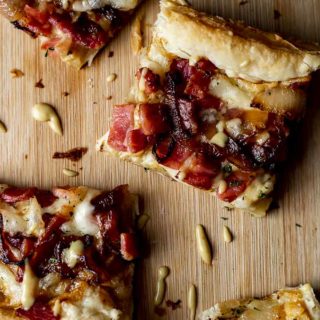 ham and cheese puff pastry cut in squares