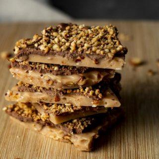 a stack of butter toffee pieces
