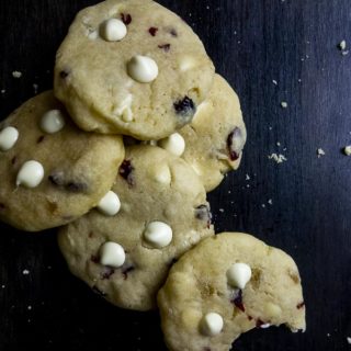 pile of cranberry cookies with white chocolate chips