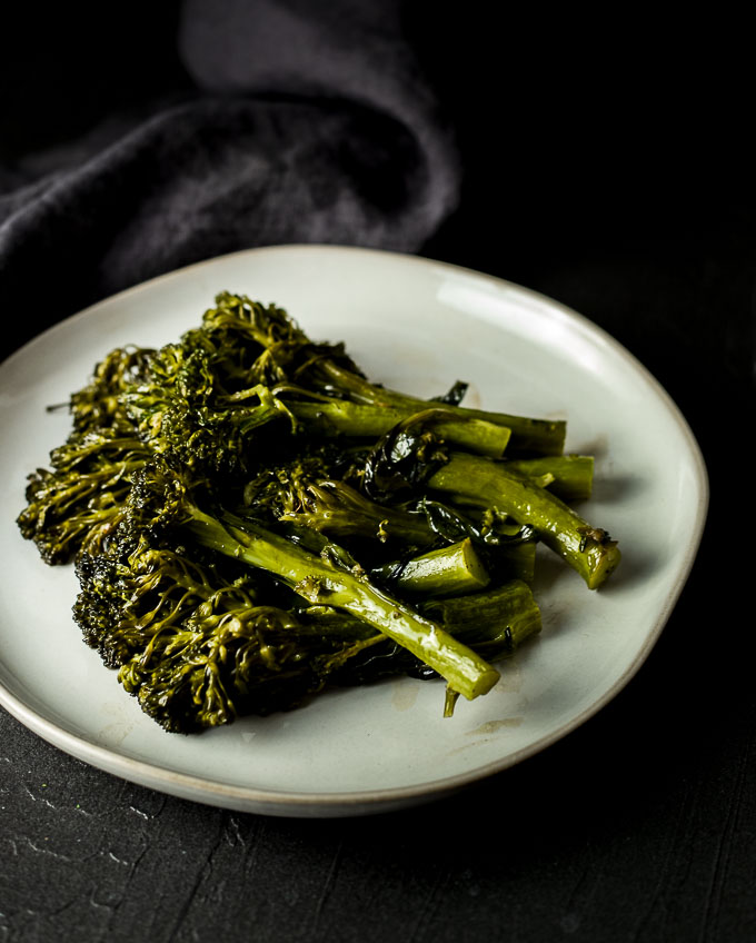 braised broccolini on a plate