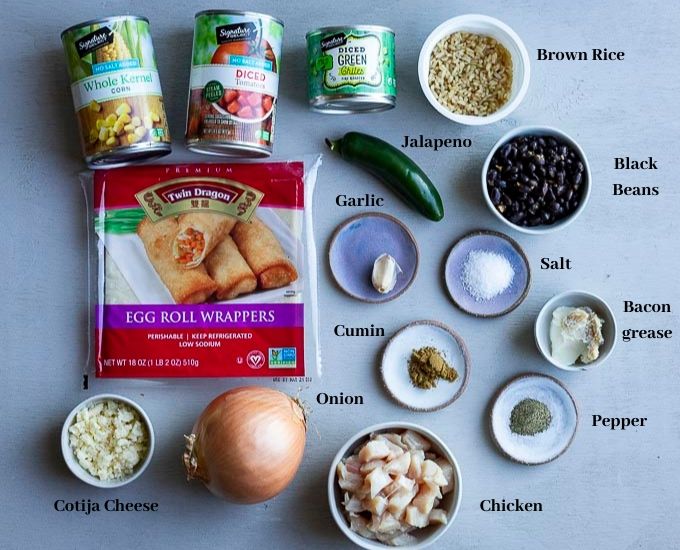 ingredients for southwest egg rolls