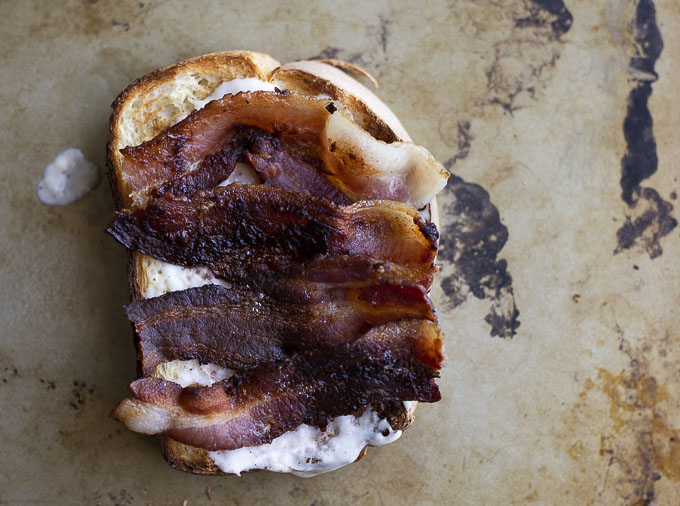 bread topped with bacon