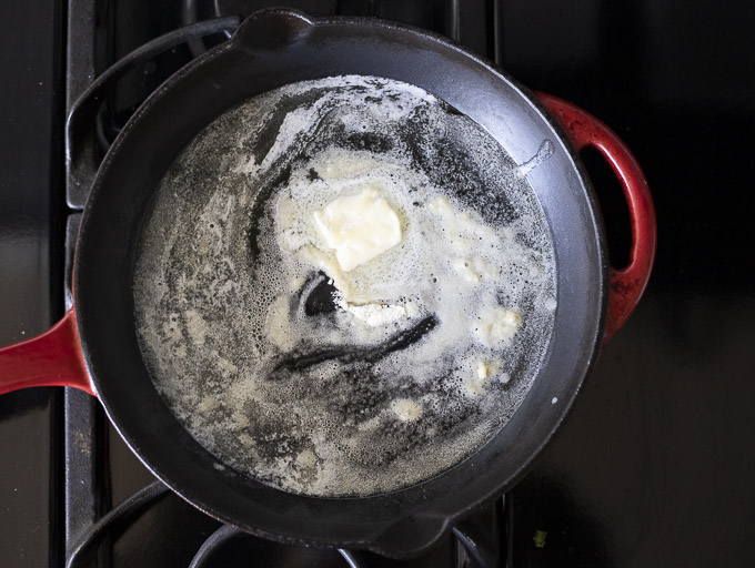 butter and flour in a skillet