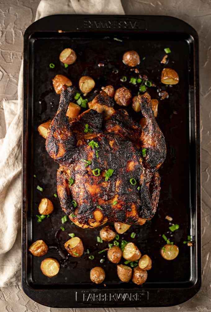 roasted whole chicken with potatoes