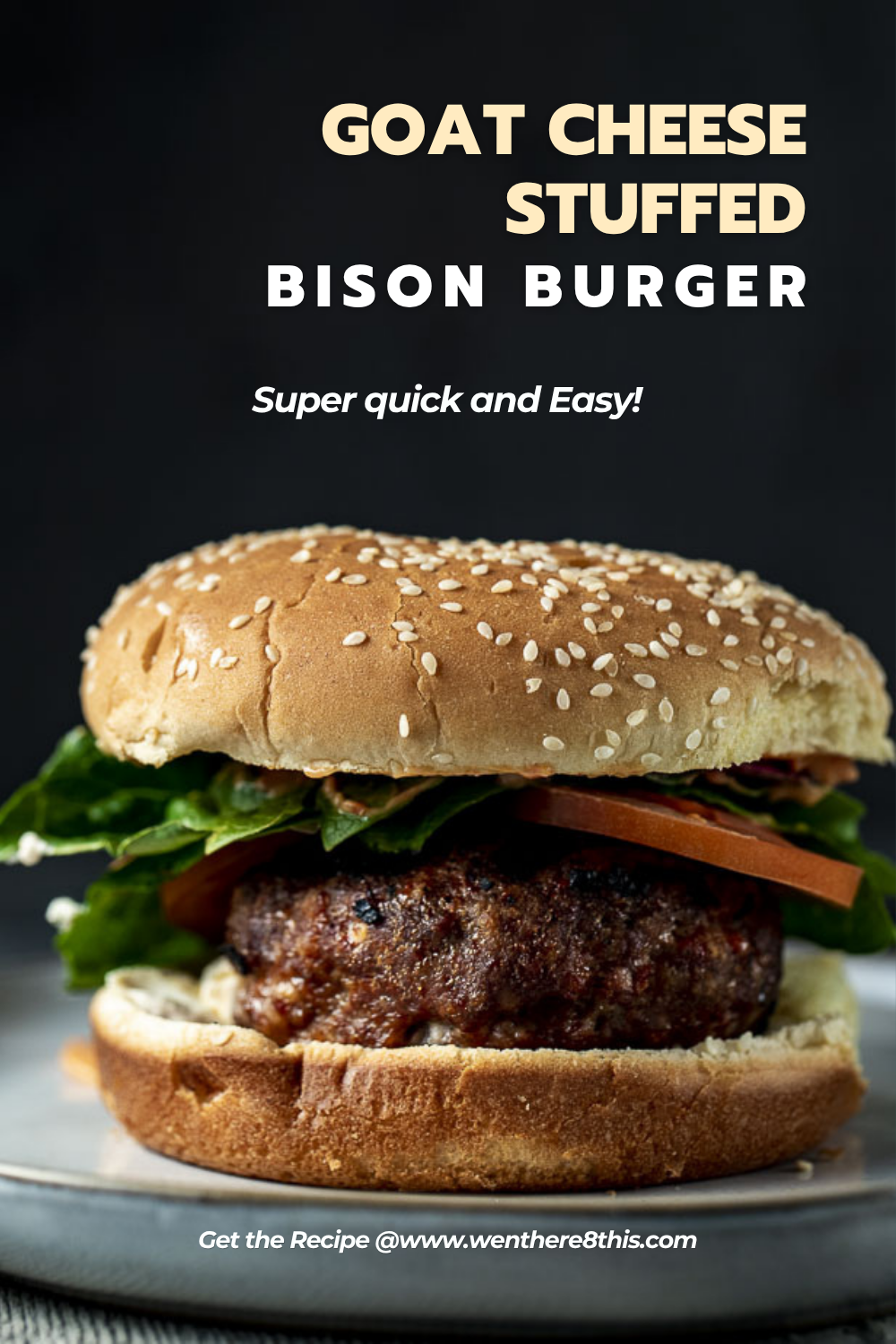 Goat Cheese Stuffed Bison Burger