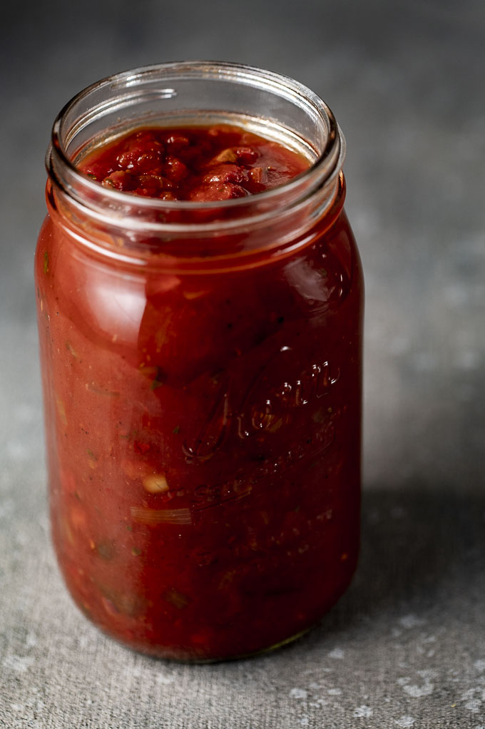 jar of homemade marinara sauce