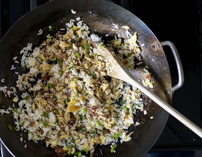 fried rice in a wok