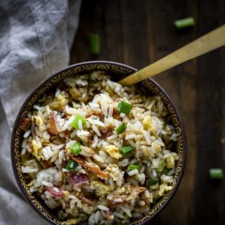 bowl of fried rice with a spoon