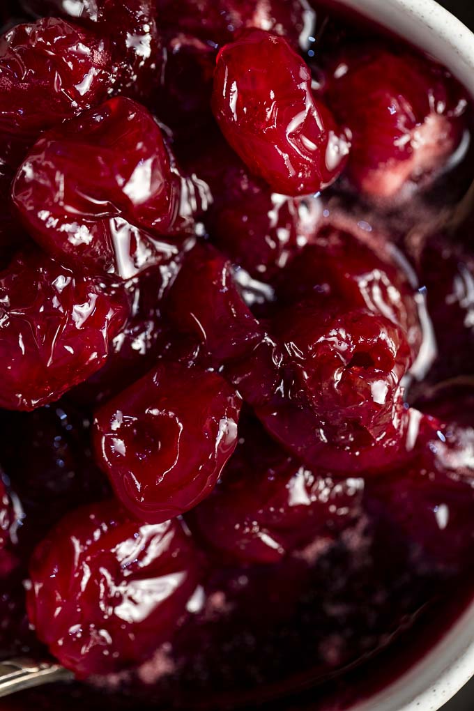 close up view of candied cherries
