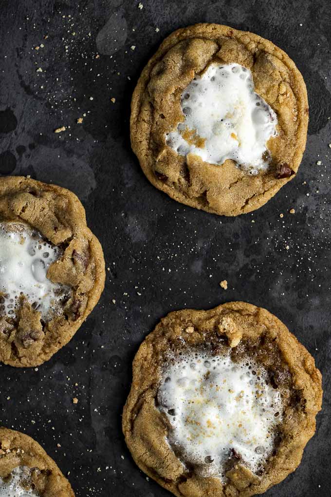 cookies with marshmallow centers on a platter
