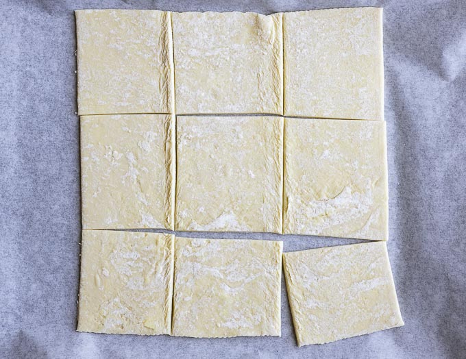 puff pastry cut into squares