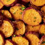 sweet potato slices in glaze garnished with parsley