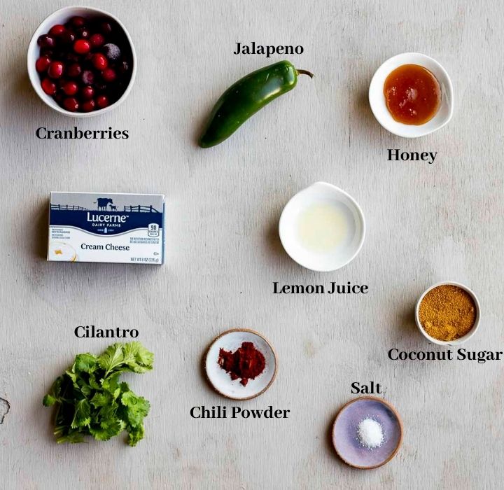 ingredients for cranberry jalapeno dip